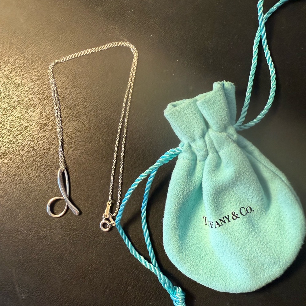Authentic Tiffany & Co. Elsa Peretti Silver Alphabet Initial “d” with 16” chain.